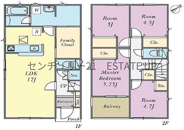 【間取り】ファミリーにおすすめの4LDK。寝室、お子様のお部屋など分けた使いかたが可能です。