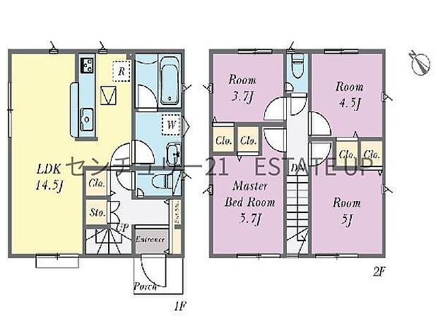 【間取り】ファミリーにおすすめの3LDK。寝室、お子様のお部屋など分けた使いかたが可能です。