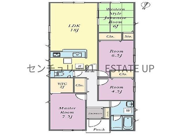 【間取り】ファミリーにおすすめの4LDK。寝室、お子様のお部屋など分けた使いかたが可能です。