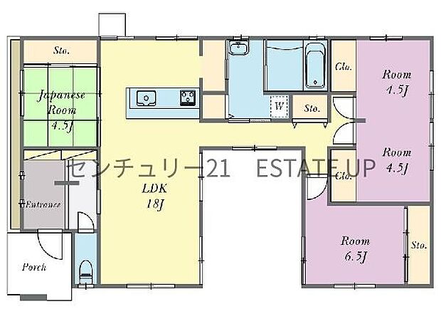 【間取り】ファミリーにおすすめの4LDK。寝室、お子様のお部屋など分けた使いかたが可能です。