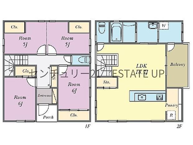 【間取り】ファミリーにおすすめの4LDK。寝室、お子様のお部屋など分けた使いかたが可能です。