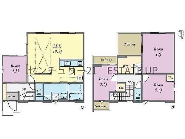 【間取り】ファミリーにおすすめの4LDK。寝室、お子様のお部屋など分けた使いかたが可能です。
