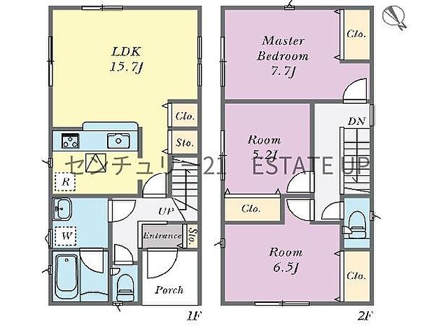 【間取り】ファミリーにおすすめの3LDK。寝室、お子様のお部屋など分けた使いかたが可能です。