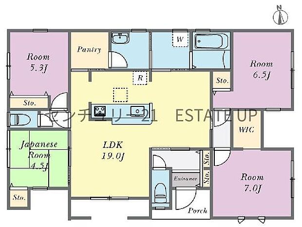 【間取り】ファミリーにおすすめの4LDK。寝室、お子様のお部屋など分けた使いかたが可能です。