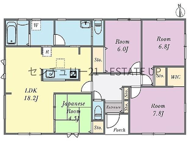 【間取り】ファミリーにおすすめの4LDK。寝室、お子様のお部屋など分けた使いかたが可能です。