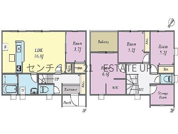 【間取り】ファミリーにおすすめの4LDK。寝室、お子様のお部屋など分けた使いかたが可能です。