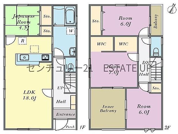 【間取り】ファミリーにおすすめの4LDK。寝室、お子様のお部屋など分けた使いかたが可能です。