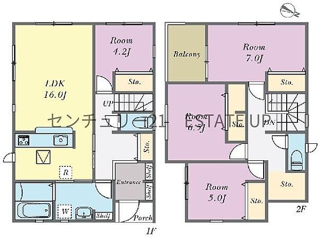 【間取り】ファミリーにおすすめの4LDK。寝室、お子様のお部屋など分けた使いかたが可能です。
