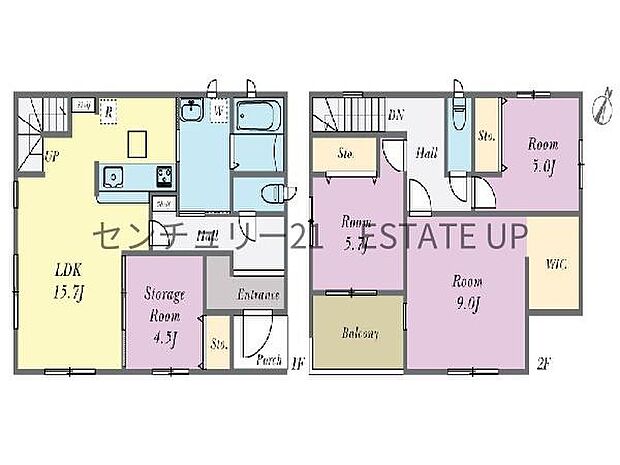 【間取り】ファミリーにおすすめの3SLDK。寝室、お子様のお部屋など分けた使いかたが可能です。