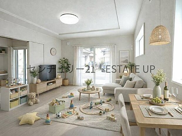 【リビング】リビングでご家族・来訪者、皆様でゆったりとお過ごしいただけます。