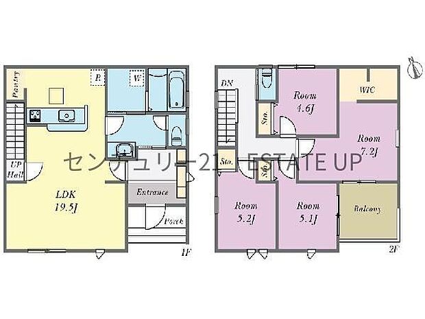 【間取り】ファミリーにおすすめの4LDK。寝室、お子様のお部屋など分けた使いかたが可能です。