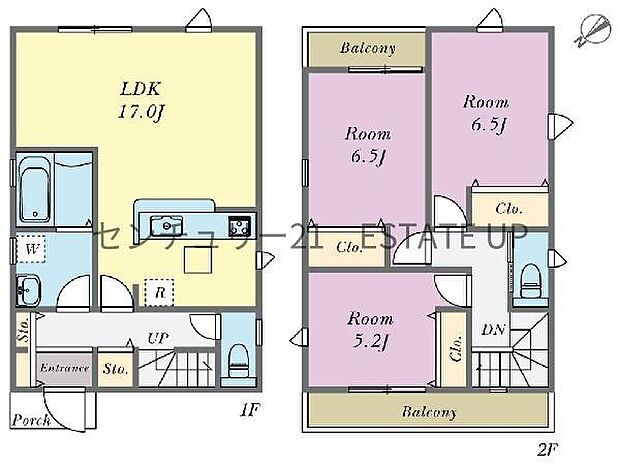 【間取り】ファミリーにおすすめの3LDK。寝室、お子様のお部屋など分けた使いかたが可能です。