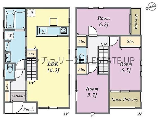 【間取り】ファミリーにおすすめの3LDK。寝室、お子様のお部屋など分けた使いかたが可能です。
