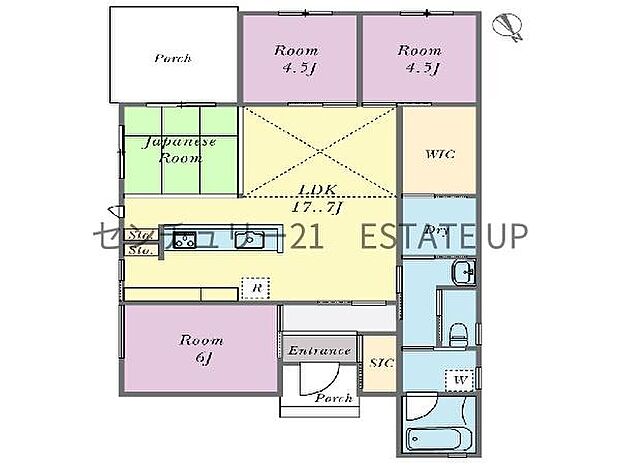 【間取り】ファミリーにおすすめの3LDK。寝室、お子様のお部屋など分けた使いかたが可能です。