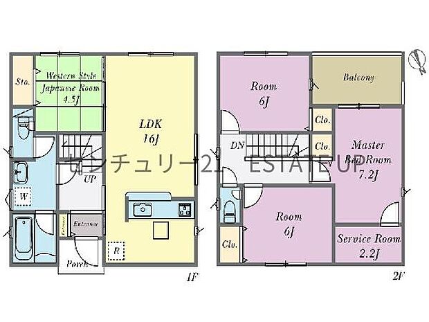 【間取り】ファミリーにおすすめの4SLDK。寝室、お子様のお部屋など分けた使いかたが可能です。