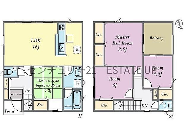 【間取り】ファミリーにおすすめの4LDK。寝室、お子様のお部屋など分けた使いかたが可能です。
