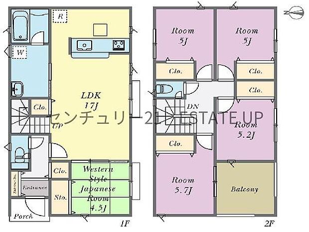 【間取り】ファミリーにおすすめの5LDK。寝室、お子様のお部屋など分けた使いかたが可能です。