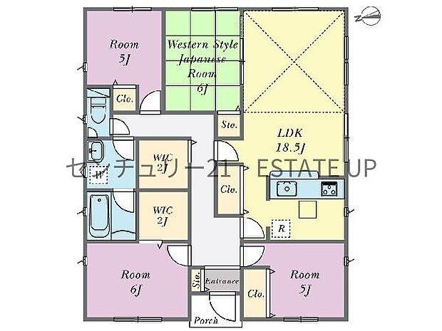 【間取り】ファミリーにおすすめの4LDK。寝室、お子様のお部屋など分けた使いかたが可能です。