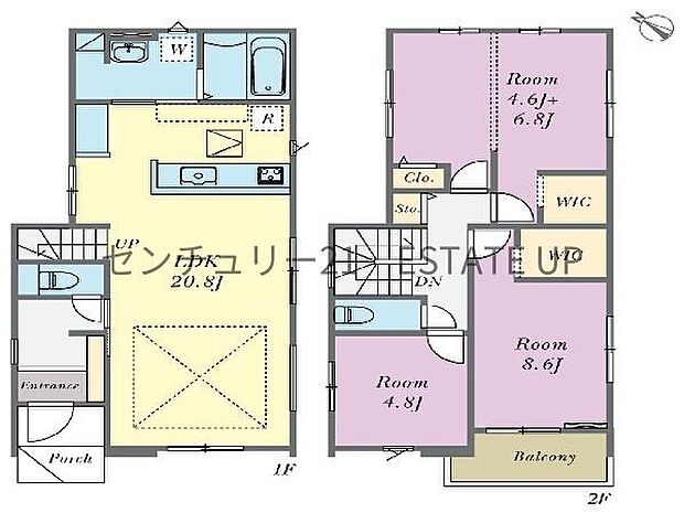 【間取り】ファミリーにおすすめの4LDK。寝室、お子様のお部屋など分けた使いかたが可能です。