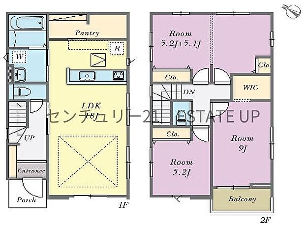 【間取り】ファミリーにおすすめの4LDK。寝室、お子様のお部屋など分けた使いかたが可能です。