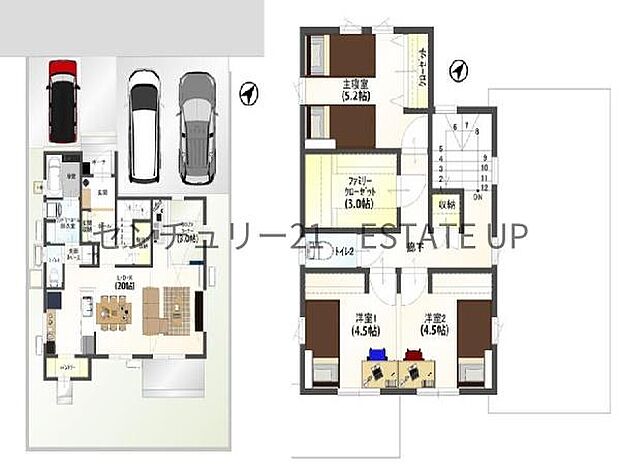 【間取り】ファミリーにおすすめの3LDK。寝室、お子様のお部屋など分けた使いかたが可能です。
