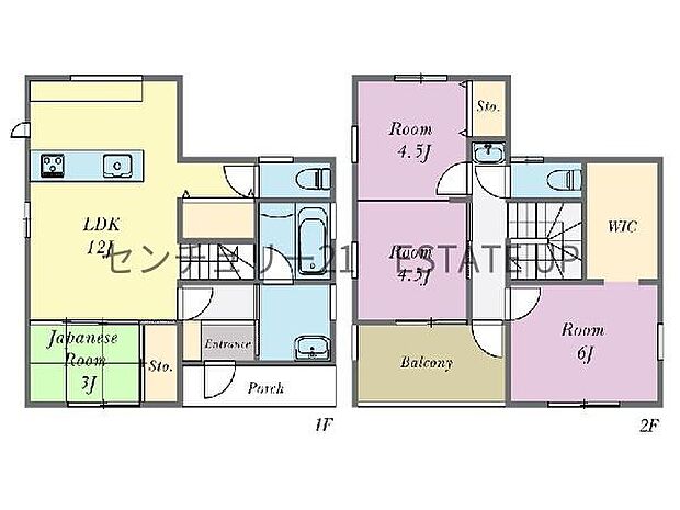 【間取り】ファミリーにおすすめの4LDK。寝室、お子様のお部屋など分けた使いかたが可能です。