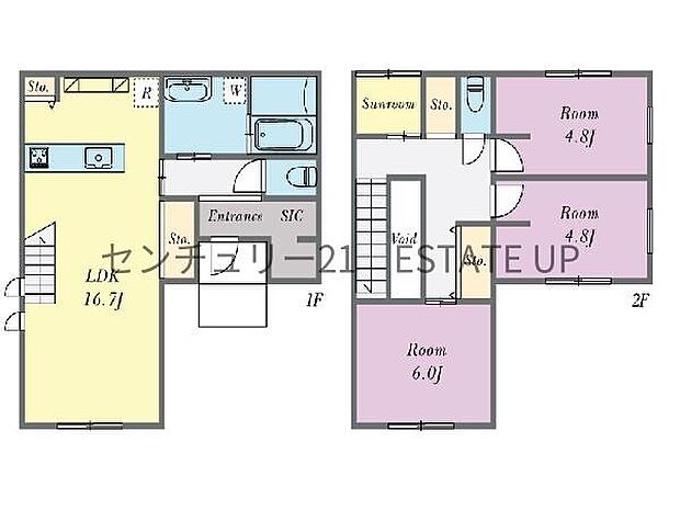 【間取り】ファミリーにおすすめの3LDK。寝室、お子様のお部屋など分けた使いかたが可能です。