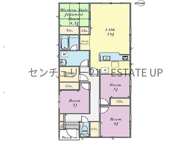 【間取り】ファミリーにおすすめの4LDK。寝室、お子様のお部屋など分けた使いかたが可能です。