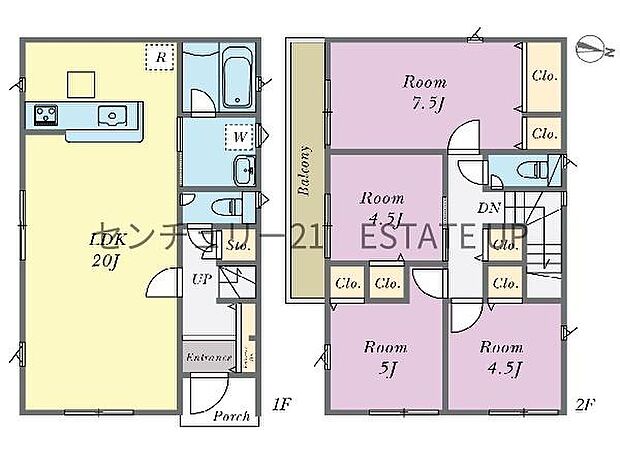 【間取り】ファミリーにおすすめの4LDK。寝室、お子様のお部屋など分けた使いかたが可能です。