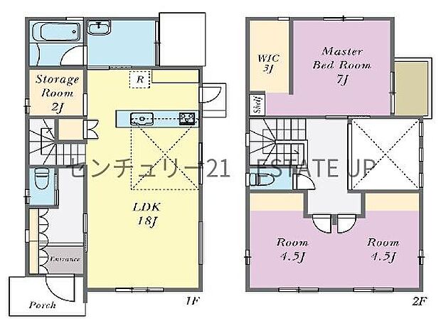 【間取り】ファミリーにおすすめの3SLDK。寝室、お子様のお部屋など分けた使いかたが可能です。