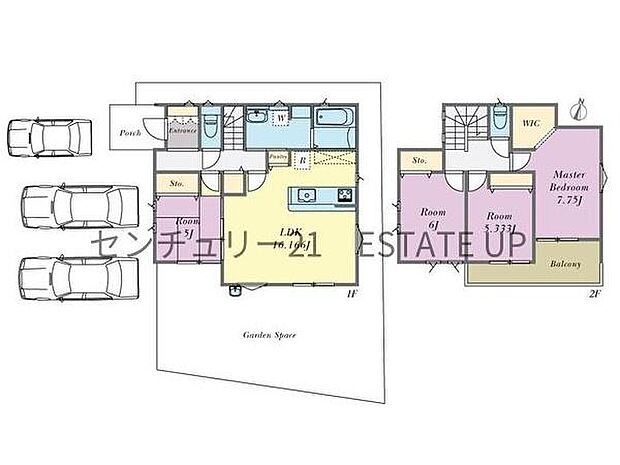 【間取り】ファミリーにおすすめの4LDK。寝室、お子様のお部屋など分けた使いかたが可能です。