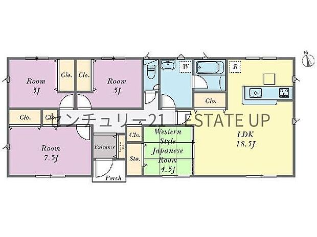 【間取り】ファミリーにおすすめの4LDK。寝室、お子様のお部屋など分けた使いかたが可能です。