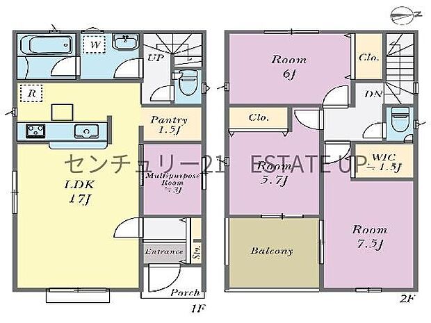 【間取り】ファミリーにおすすめの4SLDK。寝室、お子様のお部屋など分けた使いかたが可能です。