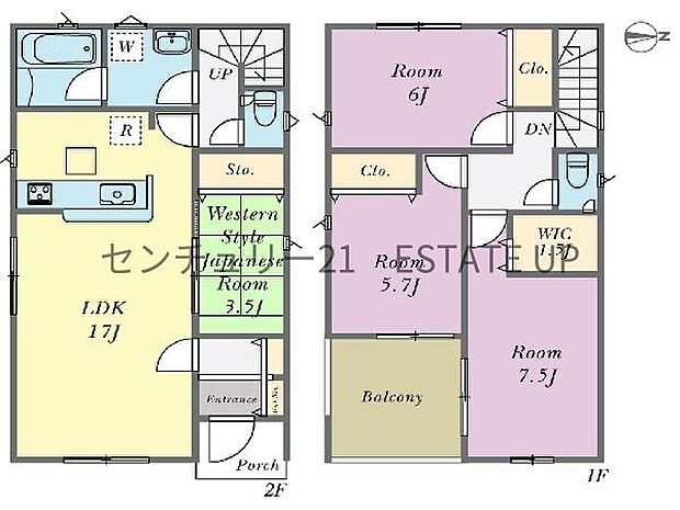 【間取り】ファミリーにおすすめの4SLDK。寝室、お子様のお部屋など分けた使いかたが可能です。