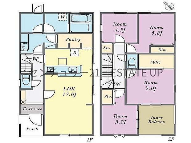 【間取り】ファミリーにおすすめの4LDK。寝室、お子様のお部屋など分けた使いかたが可能です。