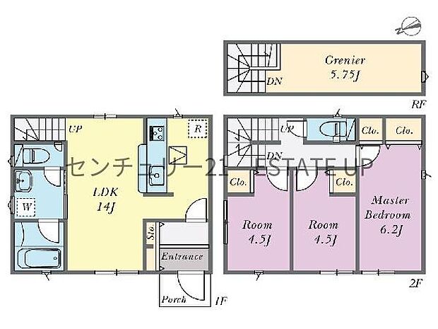 【間取り】ファミリーにおすすめの3SLDK。寝室、お子様のお部屋など分けた使いかたが可能です。