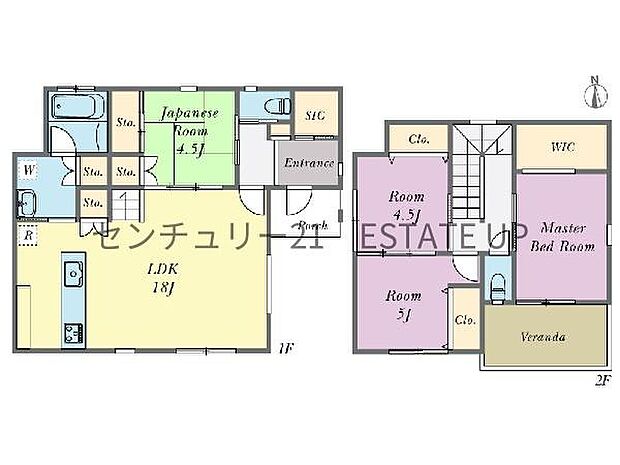 【間取り】ファミリーにおすすめの4LDK。寝室、お子様のお部屋など分けた使いかたが可能です。