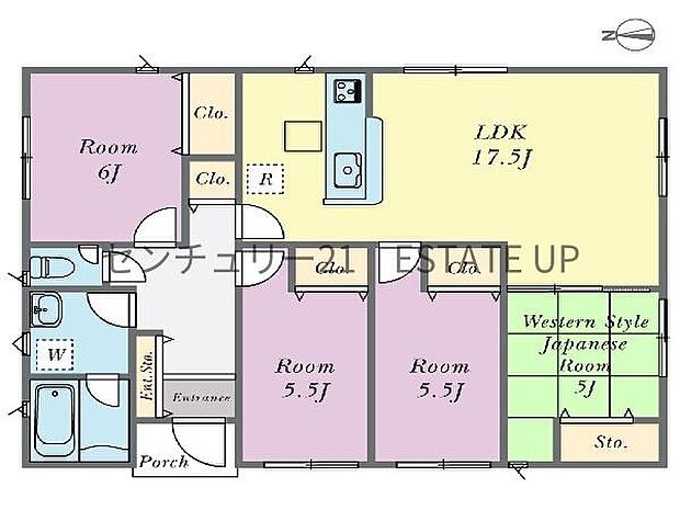 【間取り】ファミリーにおすすめの4LDK。寝室、お子様のお部屋など分けた使いかたが可能です。