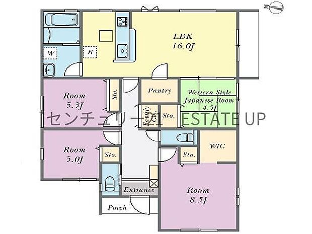 【間取り】ファミリーにおすすめの4LDK。寝室、お子様のお部屋など分けた使いかたが可能です。