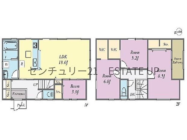 【間取り】ファミリーにおすすめの4LDK。寝室、お子様のお部屋など分けた使いかたが可能です。