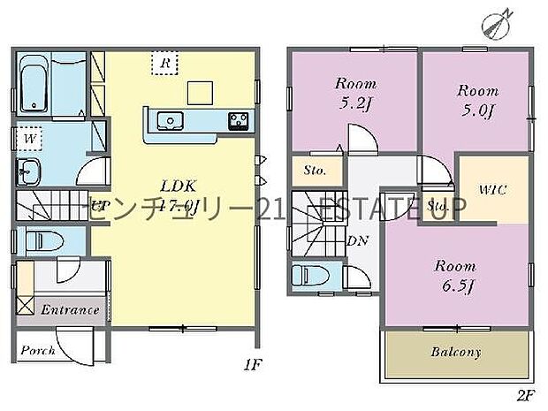 【間取り】ファミリーにおすすめの3LDK。寝室、お子様のお部屋など分けた使いかたが可能です。