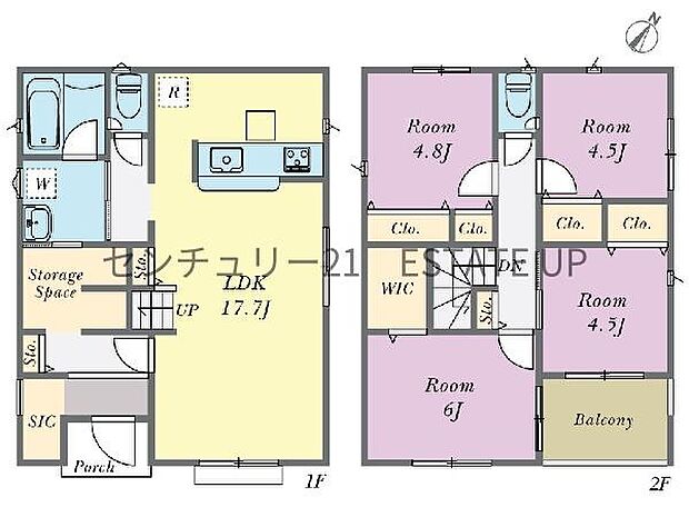 【間取り】ファミリーにおすすめの4LDK。寝室、お子様のお部屋など分けた使いかたが可能です。