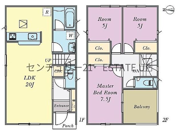 【間取り】ファミリーにおすすめの3LDK。寝室、お子様のお部屋など分けた使いかたが可能です。