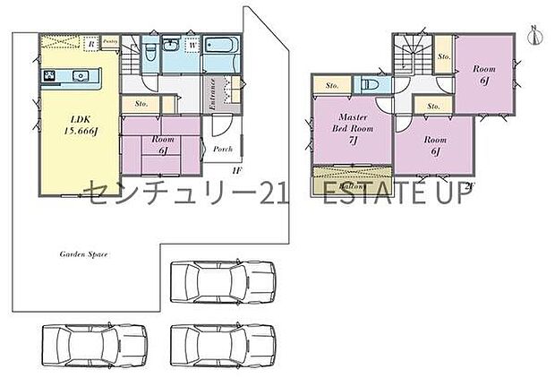 【間取り】ファミリーにおすすめの4LDK。寝室、お子様のお部屋など分けた使いかたが可能です。