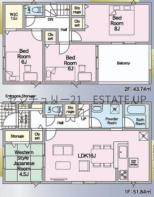 【間取り】ファミリーにおすすめの4SLDK。寝室、お子様のお部屋など分けた使いかたが可能です。
