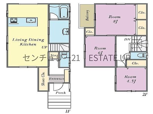 【間取り】ファミリーにおすすめの3LDK。寝室、お子様のお部屋など分けた使いかたが可能です。