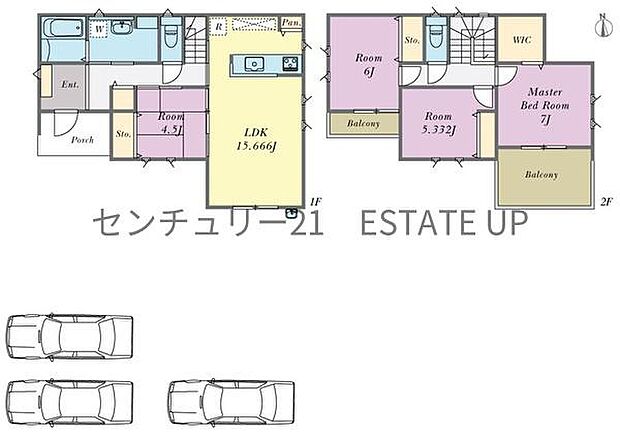 【間取り】ファミリーにおすすめの4LDK。寝室、お子様のお部屋など分けた使いかたが可能です。
