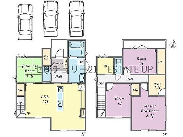【間取り】ファミリーにおすすめの4SLDK。寝室、お子様のお部屋など分けた使いかたが可能です。