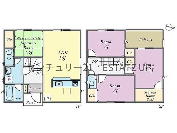 【間取り】ファミリーにおすすめの4SLDK。寝室、お子様のお部屋など分けた使いかたが可能です。