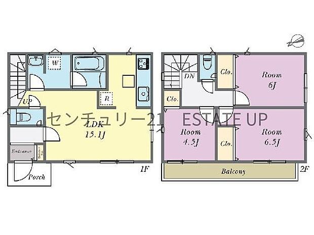 【間取り】ファミリーにおすすめの3LDK。寝室、お子様のお部屋など分けた使いかたが可能です。